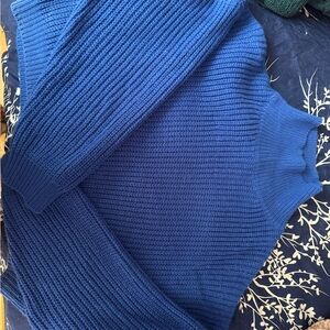 Blue Knit Cropped Sweater